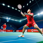 배드민턴 관련 서적 추천 - **
"A professional badminton player, fully clothed in modest sports attire, hitting a clear shot du...